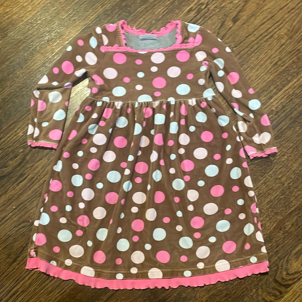 Hanna Andersson Polka Dot Velour/Velvet Dress Size 110